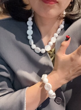 手工串珠项链女彩色圆珠多层叠戴小众设计感配饰