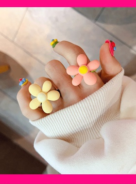 韩国女磨砂花朵可调节可爱