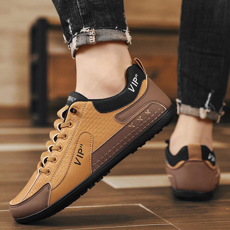 男鞋春季新款一脚蹬休闲板鞋皮面防水防滑软底百搭豆豆鞋男,淘宝优惠券,粉丝福利购,淘宝优惠卷