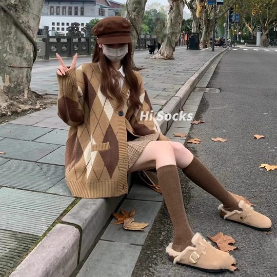 压力瘦腿小腿袜黑白灰色过膝袜长筒袜子女棉中筒及膝袜显瘦堆堆袜