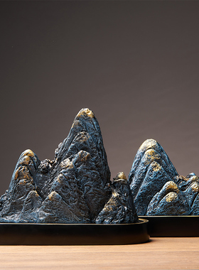 新中式假山石头造景摆件办公室桌装饰客厅玄关小型盆景靠山工艺礼