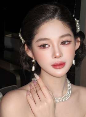 原创欧美新娘手工珍珠发夹