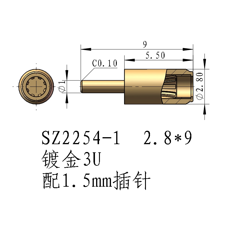 1.5/2mm插孔冠簧端子插座传感器插孔插针接线端子公母引脚连接器-图2