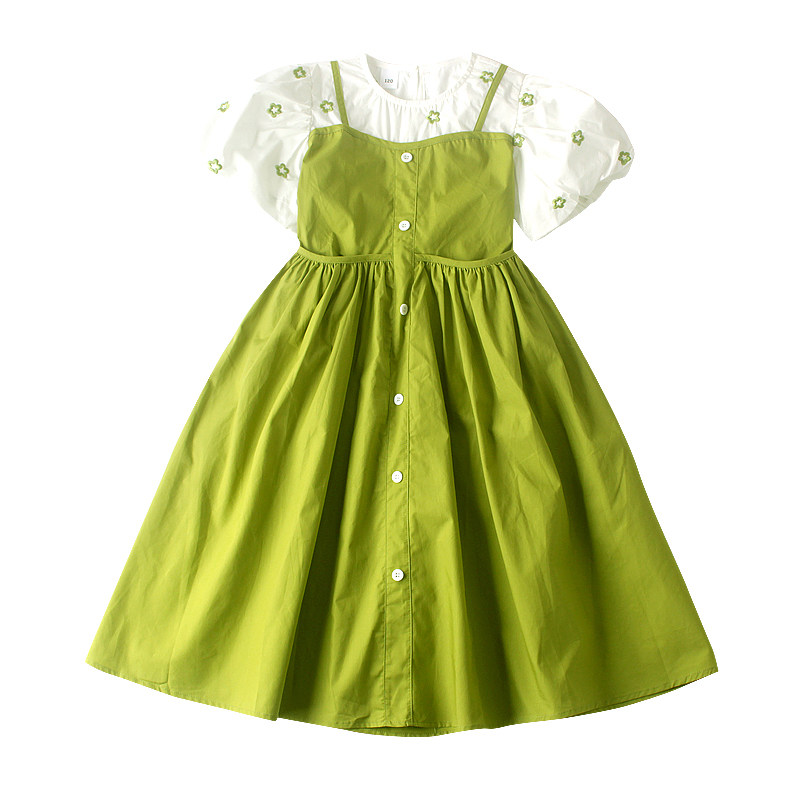 女童夏装连衣裙儿童装假两件纯棉刺绣中大童女孩夏季洋气公主裙子,淘宝优惠券,粉丝福利购,淘宝优惠卷