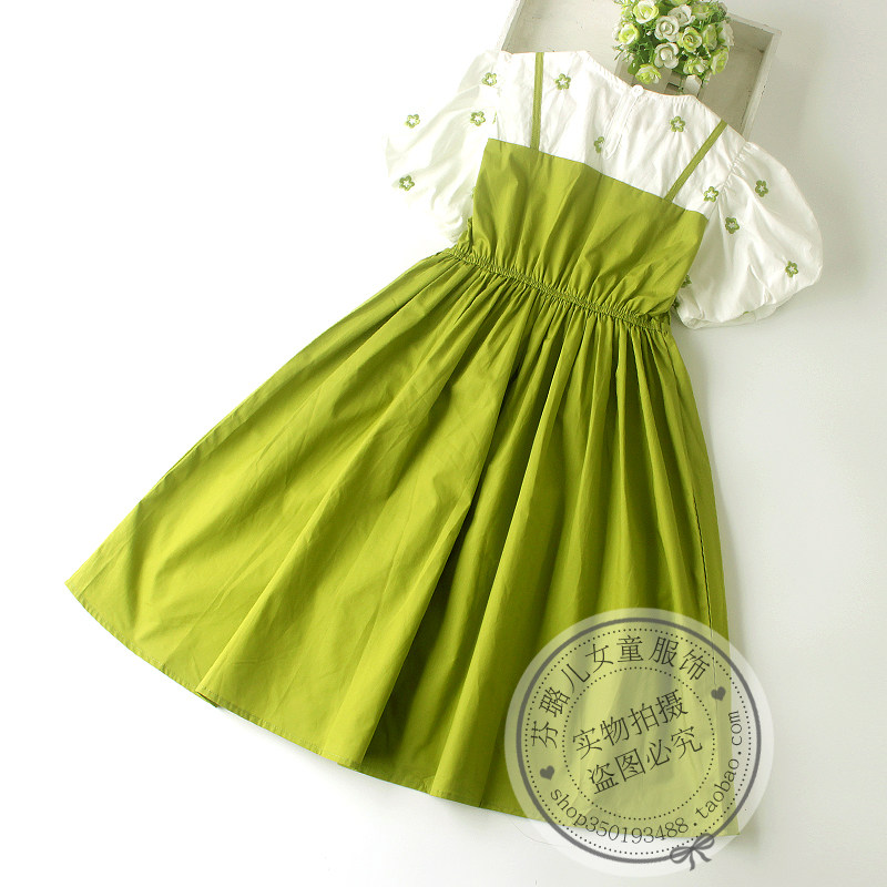 女童夏装连衣裙儿童装假两件纯棉刺绣中大童女孩夏季洋气公主裙子,淘宝优惠券,粉丝福利购,淘宝优惠卷