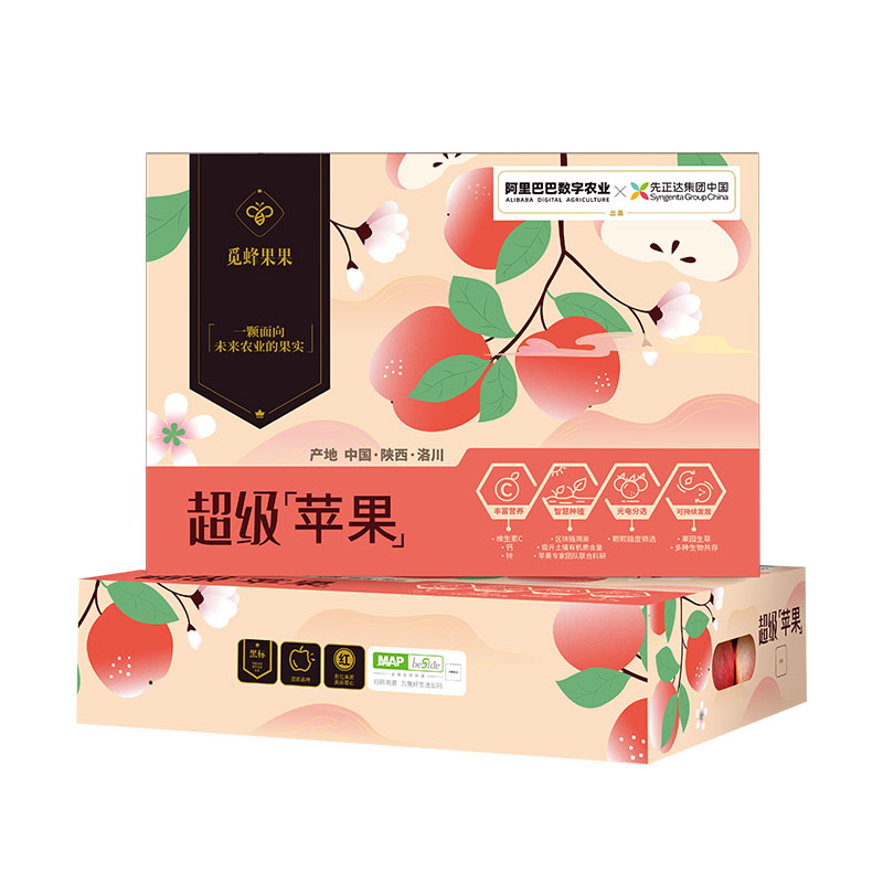 盒马鲜生旗舰店盒马觅蜂果果洛川超级苹果12颗礼盒装红富士苹果时令新鲜水果包邮2