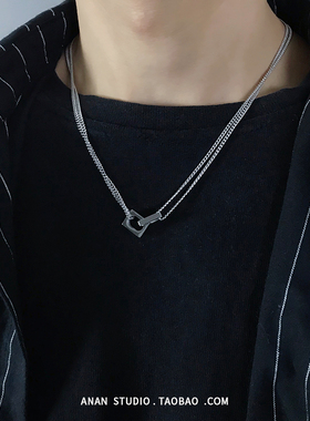 【檀健次同款】双层项链男女高级感简约百搭双环锁骨链钛钢不褪色