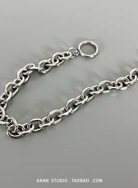 港风钛钢不掉色古巴链手链