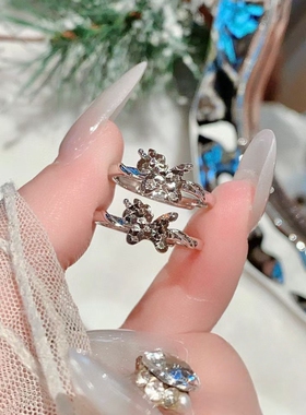 金包银碎冰冰小马镶钻女士戒指