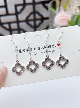 金包银幸运草流苏耳钩高级质感