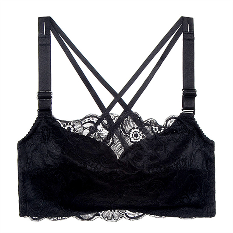 无钢圈性感薄款交叉带调整型裹胸 贵人蝶文胸