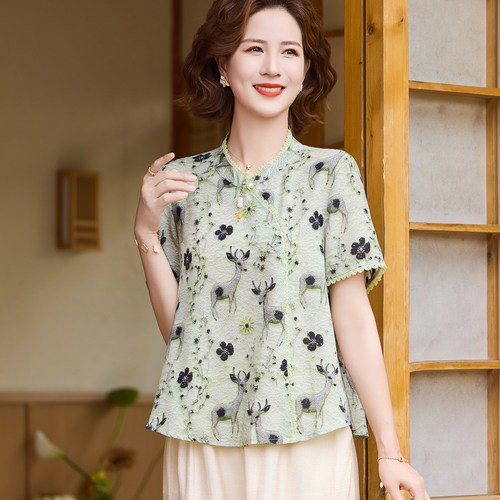 2026新款洋气中老年女装两件套妈妈夏装国风新中式上衣套装母亲节 - 图3
