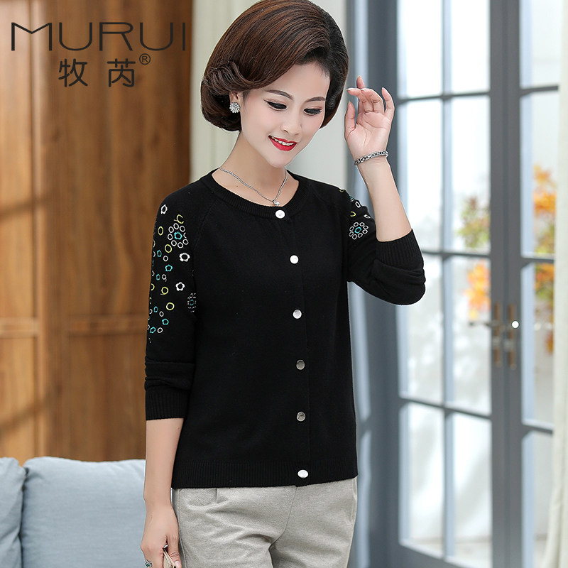 妈妈秋装外套高贵短款40岁50毛衣 牧芮中老年女装