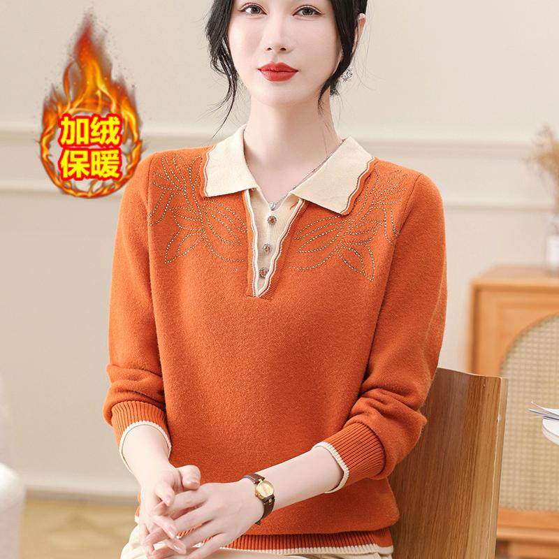 妈妈冬装加绒加厚毛衣翻领一体绒打底衫中老年女针织保暖内搭上衣,淘宝优惠券,粉丝福利购,淘宝优惠卷