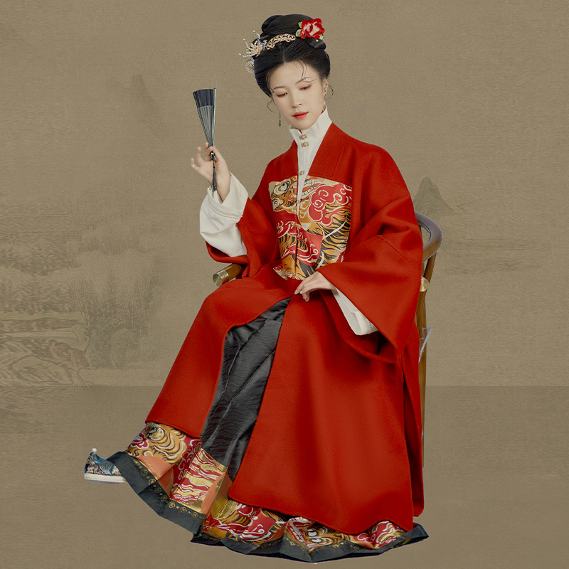 海棠私语喜虎联名款明制云锦马面裙 leancce汉服