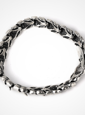 原创设计风男士龙骨刻字银手链