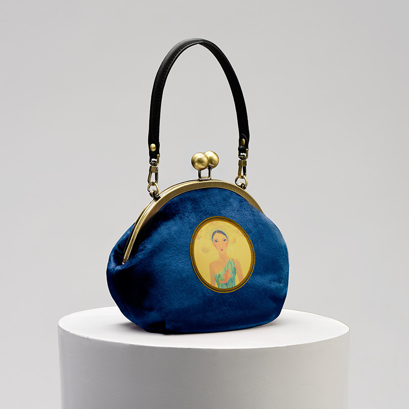 coinqian2019新款小蓝色复古单肩包 leancce女士包袋