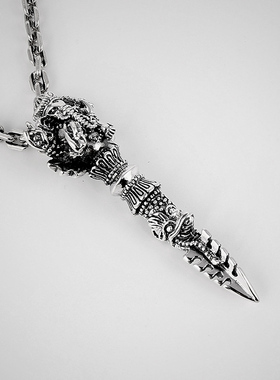 原创设计风复古男士银项链