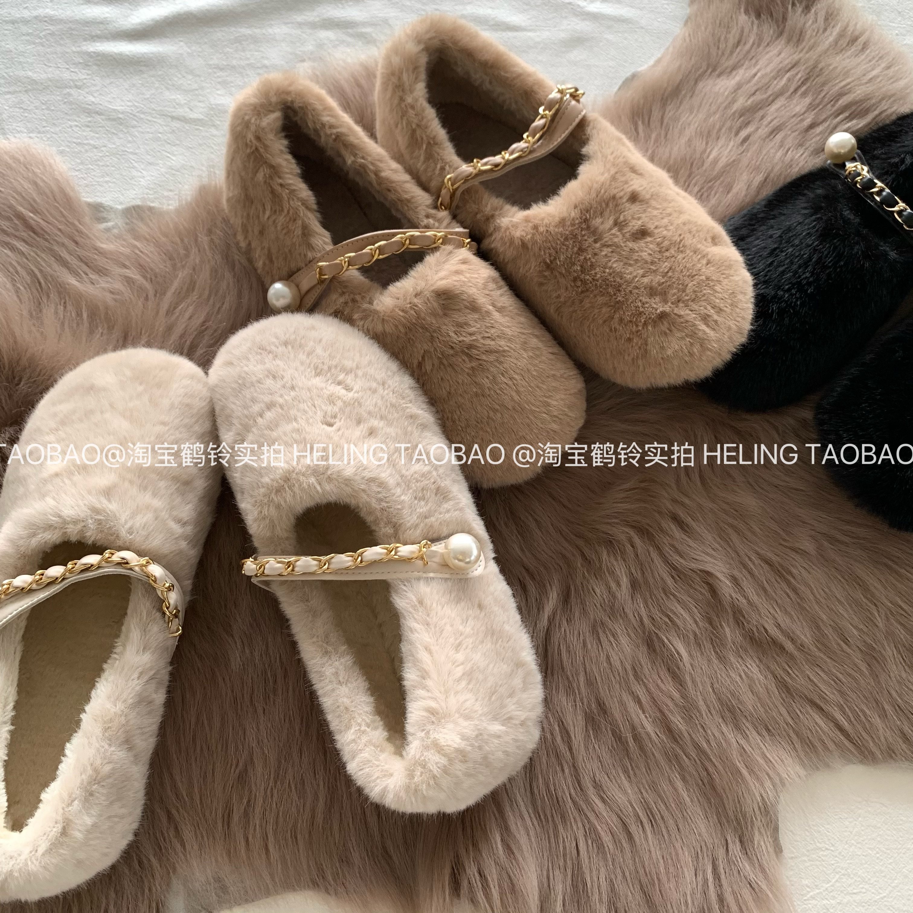 温柔奶茶~chic毛绒绒奶乎乎小香温柔毛毛鞋女ins软妹棉瓢鞋豆豆鞋,淘宝优惠券,粉丝福利购,淘宝优惠卷