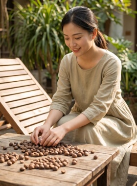 山茶籽堆砌静物布景陈设手工摆件
