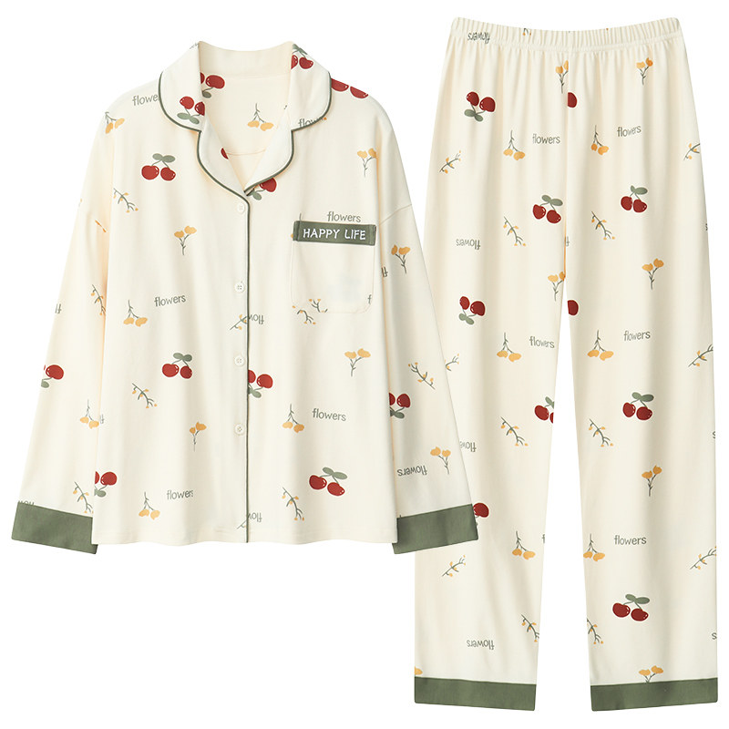 睡衣女士秋季长袖开衫纯棉休闲韩版甜美月子加大码家居服两件套装,淘宝优惠券,粉丝福利购,淘宝优惠卷