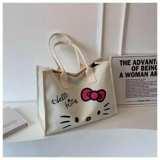 Ins canvas bag women's 2023 new shoulder bag trendy fashion large capacity handbag college student tote bag simple