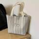 Ins Japanese style bag women's 2024 canvas bag fashionable striped shoulder school tote commuter school bag