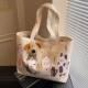 Cute Cartoon Canvas Bag Women's Large Capacity 2025 New Casual Versatile Shoulder Bag Hand Bag Commuting Tote Bag