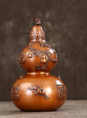 徽匠铜韵紫铜葫芦摆件