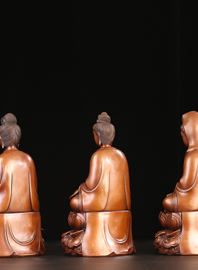 徽匠铜韵四方三圣大势至菩萨佛像