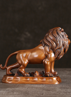 徽匠铜韵复古风家居客厅雄狮烟缸