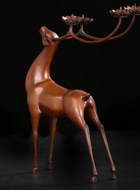 纯紫铜祥鹿复古风格调结婚烛台