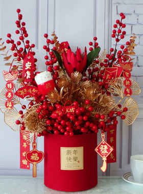 发财果新年布置冬青福桶春节装饰