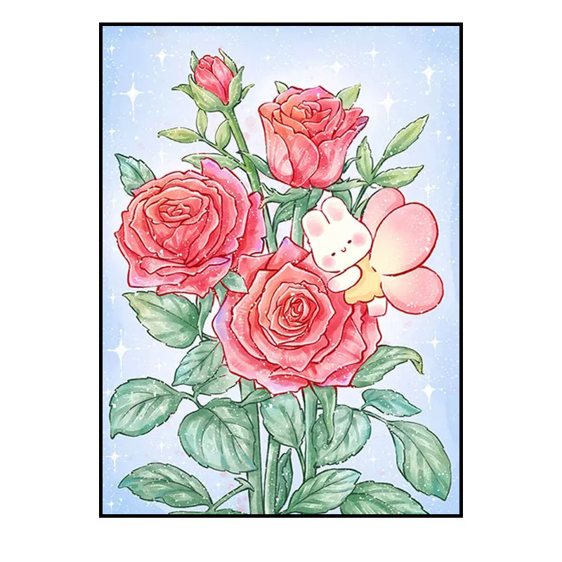 玫瑰花兔子小蜜蜂钻石画2025新款满钻手工diy贴砖带框客厅十字绣,淘宝优惠券,粉丝福利购,淘宝优惠卷
