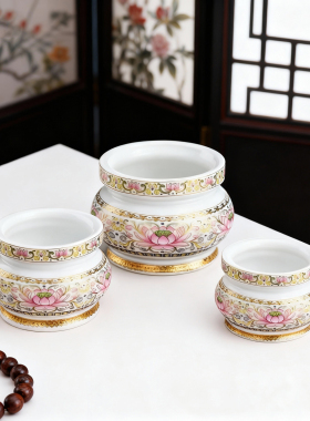 陶瓷莲花香炉家用佛前插香供佛供奉观音仙佛堂口熏香炉上香供香