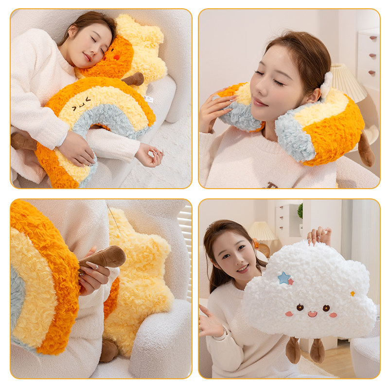 创意彩虹白云可爱太阳月亮生日礼物女生玩偶睡觉靠枕毛绒公仔抱枕,淘宝优惠券,粉丝福利购,淘宝优惠卷