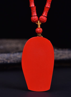 朱砂高含量红砂彩绘韦陀护法神原创女士吊坠毛衣链