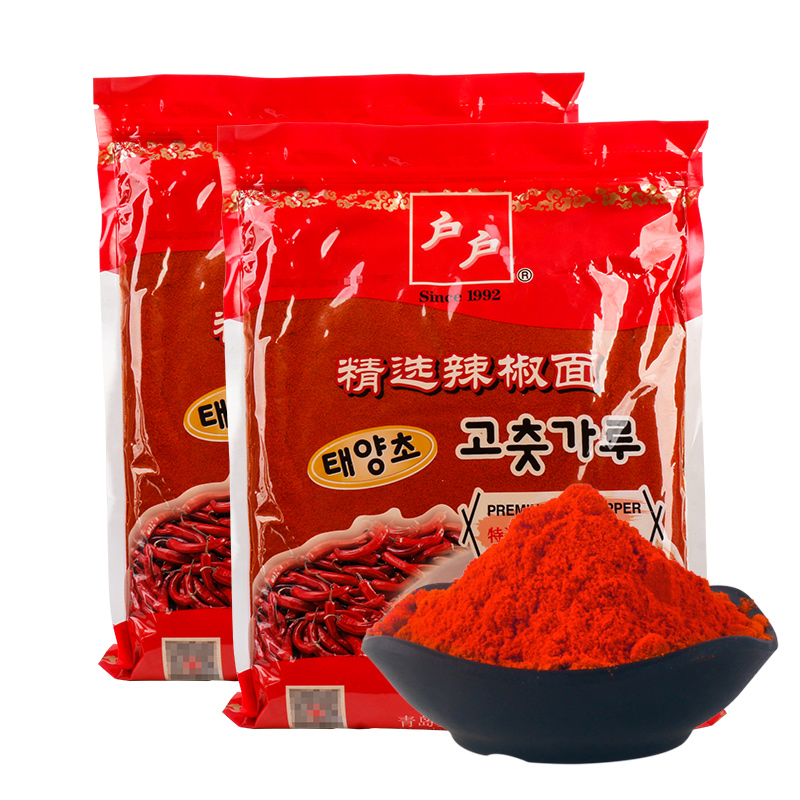 户户韩式细辣椒面1kg2袋商用烧烤调料腌制韩国泡菜辣白菜干辣椒粉 - 图0