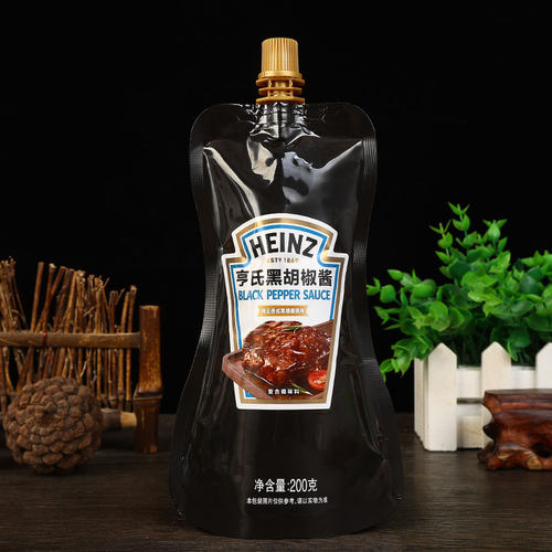 亨氏黑胡椒酱200g*8袋商用披萨酱意大利面酱意面酱牛排酱黑椒汁 - 图0