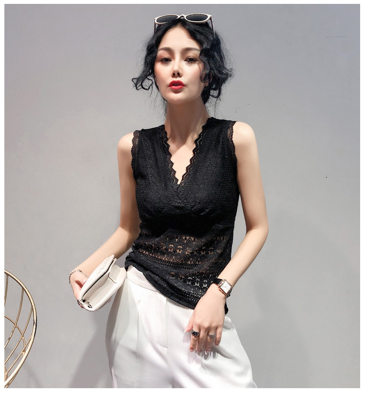 欧洲站2020夏新款欧货v领蕾丝衫 voqo蕾丝衫/雪纺衫