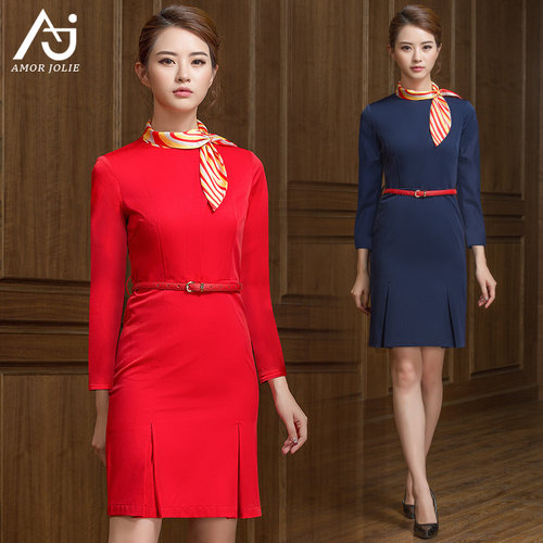 海航空姐制服女连衣裙气质酒店物业工作服珠宝店售楼工装高端气质 - 图0