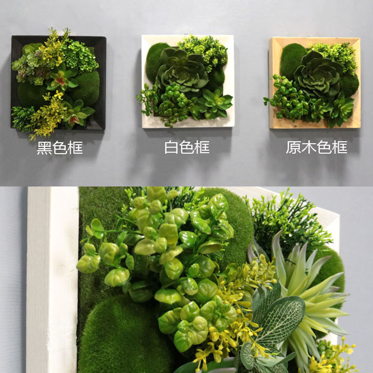 定制仿真绿植多肉壁挂田园挂件墙面相框墙饰装客厅北欧背景挂画 - 图1