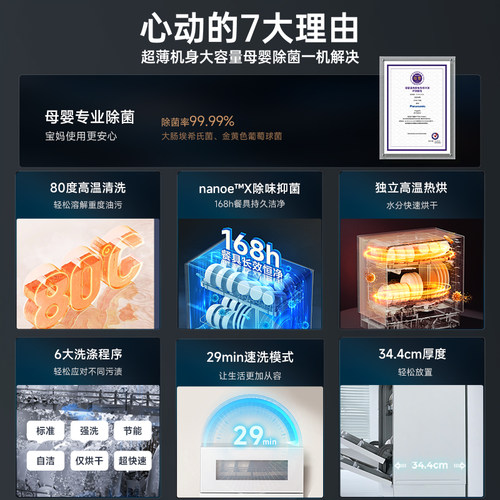 松下台式洗碗机母婴级除菌免安装家用台面5套智能全自动三代K1Y - 图0