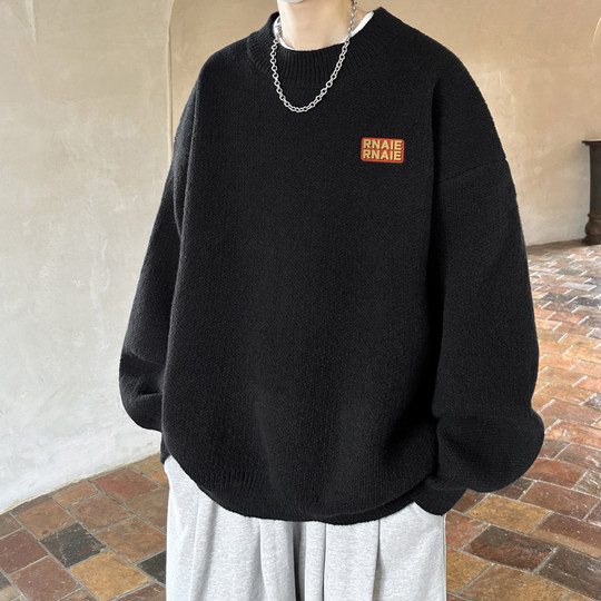 半高领毛衣男秋冬季保暖加厚慵懒套头线衣潮牌宽松打底针织衫外套