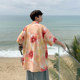 Ice silk flower shirt men's short-sleeved summer thin style breathable