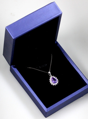 水滴形浅紫色碧玺吊坠项坠女