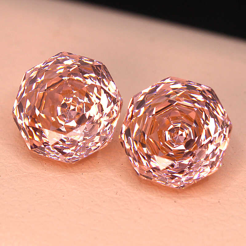 玫瑰切帕帕拉恰裸石中粉色日出色培育宝石高精切戒指项链女优雅风 - 图2