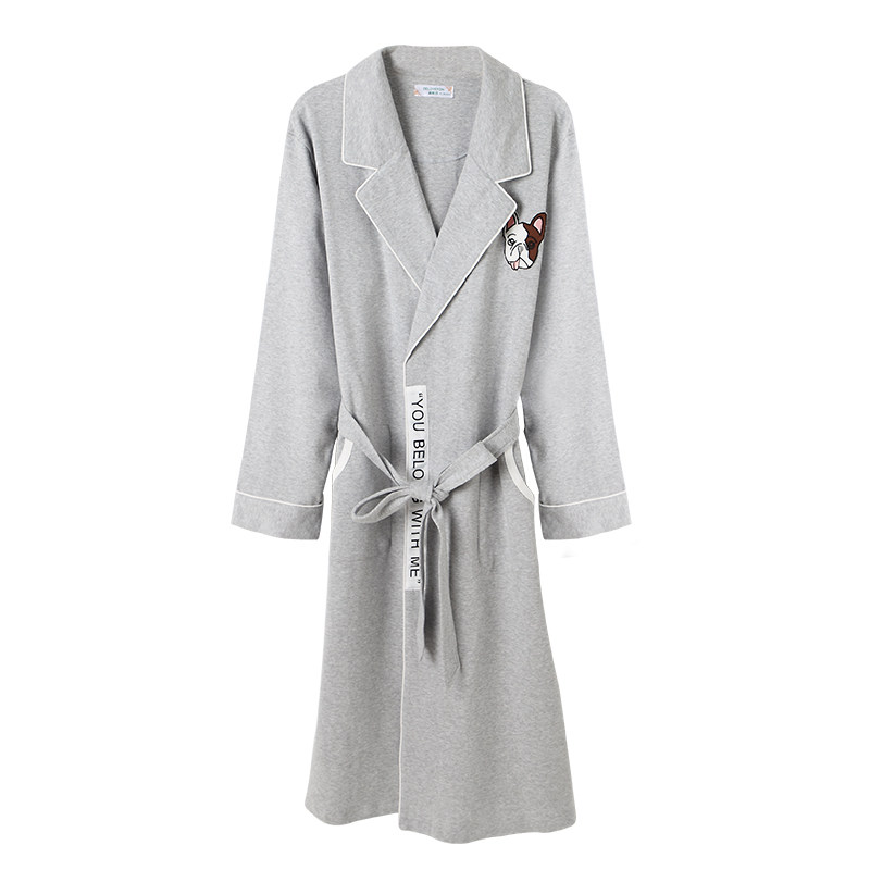 情侣春秋纯棉长袖秋长款男士棉睡衣 迪莱芬睡袍/浴袍