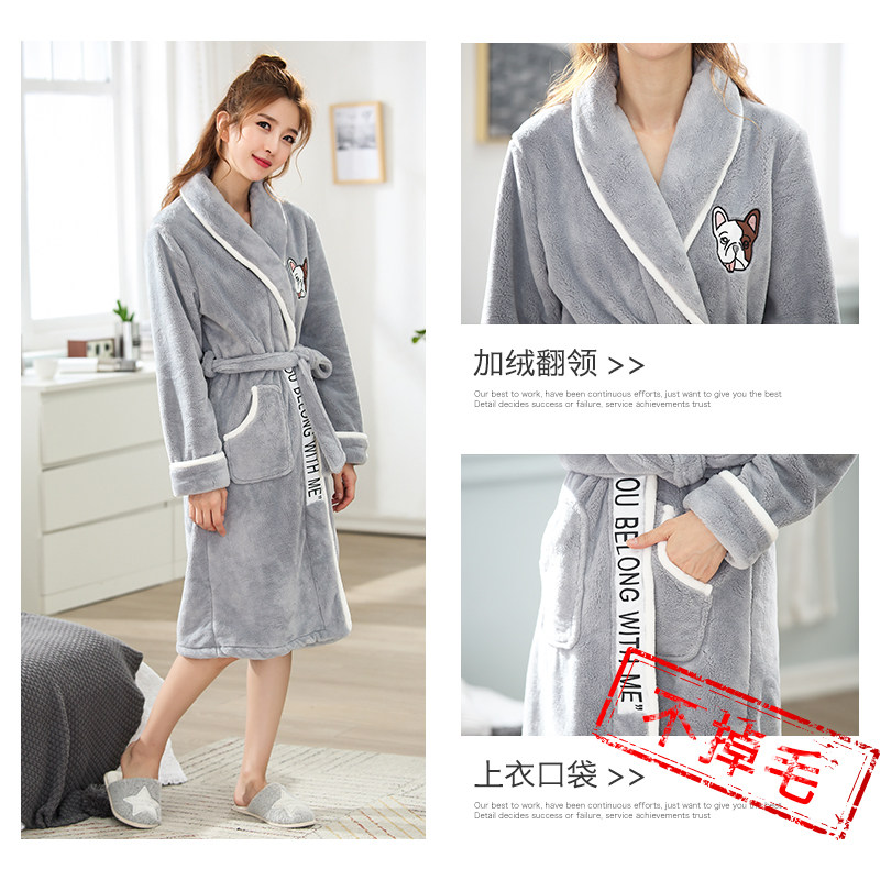 情侣法兰绒冬季男士冬长款睡袍 迪莱芬睡袍/浴袍