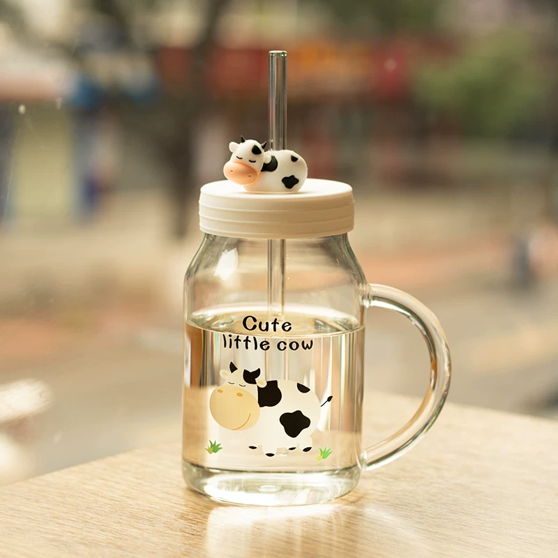 Children's capacious tea cup, measuring cup, glass straw